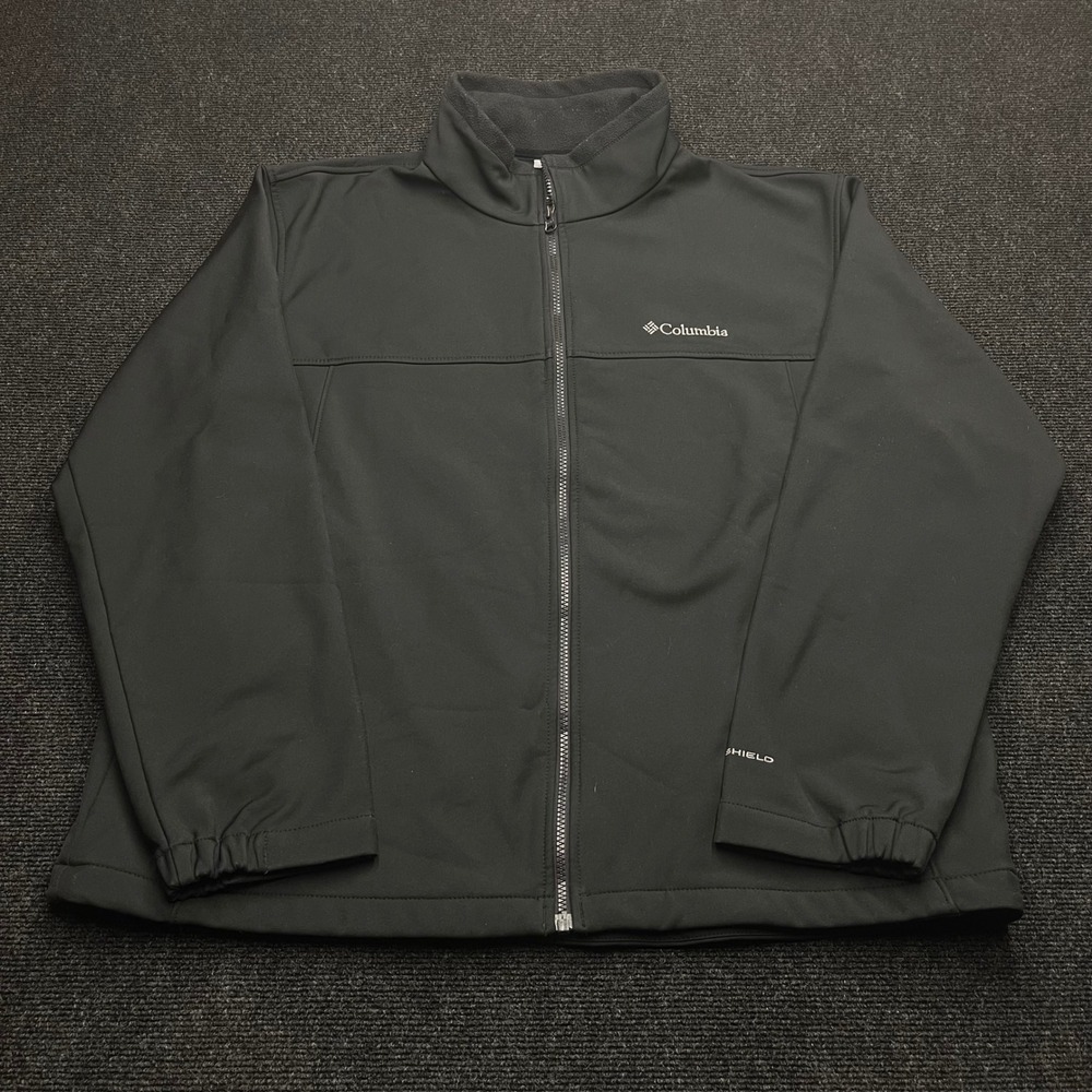 Columbia‎ Mens XL Black Omni-Shield Softshell Fleece Lined Full Zip Jacket Coat